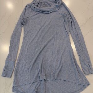Cuddl Duds Light Blue Cowl Tunic Top